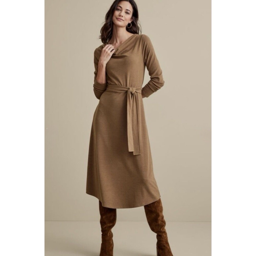 Soft Surroundings Paula Dress Cocoa Brown Size Medium Long Sleeve